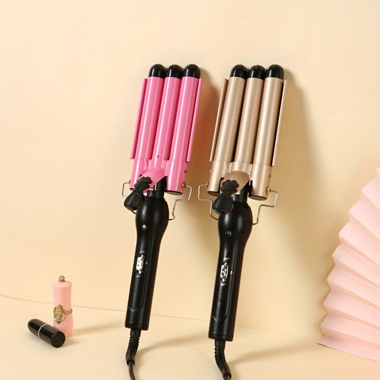 3-tube Curling Iron Korean-style Water Ripple Hair Curler Two-speed Temperature Adjustment Ceramic Tourmaline Three-tube Portable Hair Iron Heats Quickly