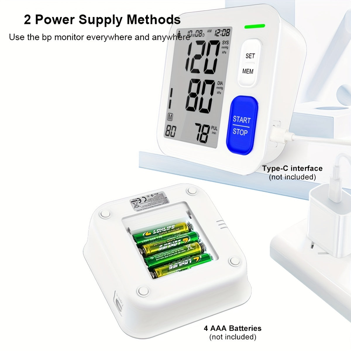 Accurate Blood Pressure Monitors For Home Use - 9-17'' Adjustable Large Cuff, Oversized Operation Button & 3.9'' Backlit LCD, Smart Automatic BP Machine With USB Cable