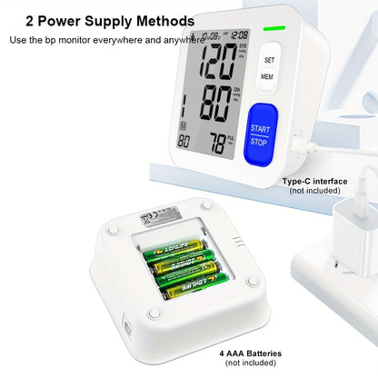 Accurate Blood Pressure Monitors For Home Use - 9-17'' Adjustable Large Cuff, Oversized Operation Button & 3.9'' Backlit LCD, Smart Automatic BP Machine With USB Cable