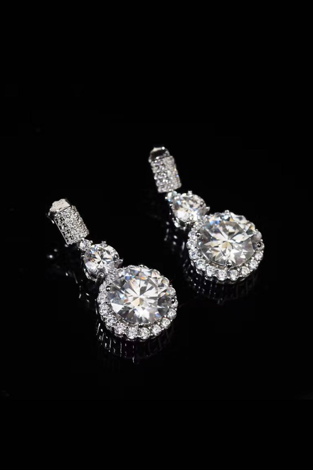 Boucles d'oreilles pendantes plaquées platine moissanite 12 carats