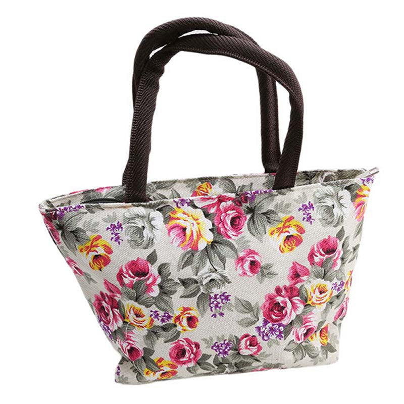 Stylish Mini Floral Print Canvas Handbag - Perfect Shoulder Bag for Women on the Go