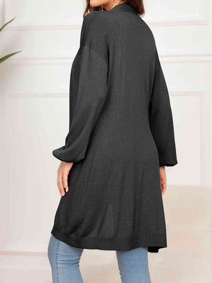 Dropped Shoulder Open Front Longline Cardigan