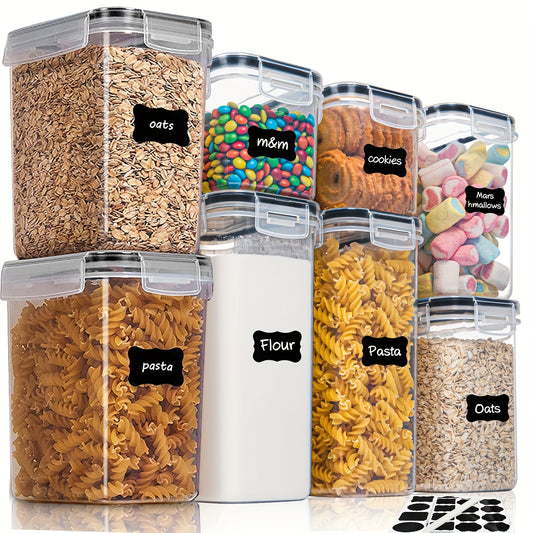 4/8pcs Airtight Food Storage Containers Set - BPA Free Kitchen Pantry Storage Canisters With Lids For Flour, Sugar, Cereal & Dry Food - With Lables & Labels Included!