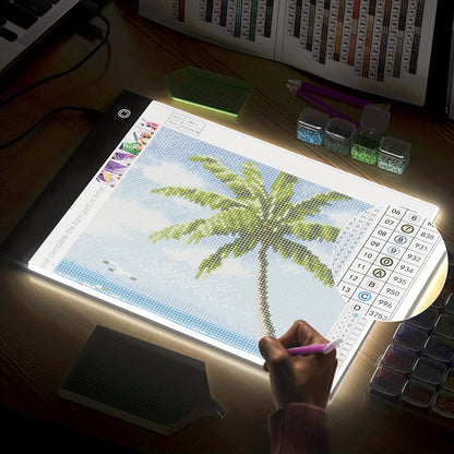 1 Set of A4 LED Light Board for DIY Diamond Painting Kits - USB Powered, Adjustable Brightness, Detachable Stand & Clips