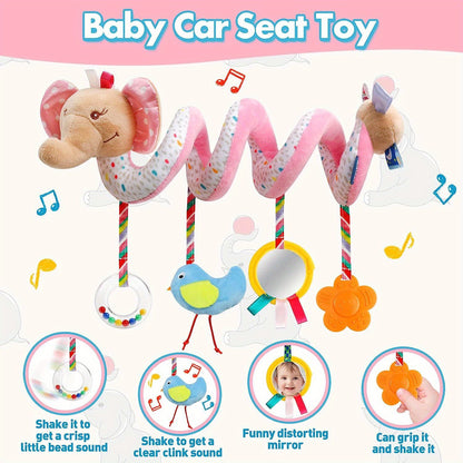 Baby Car Seat Toys Activity Stroller Mobile Toy, For Boys Girls, Spiral Hanging Plush Toys, For Bassinet Crib Baby Carrier