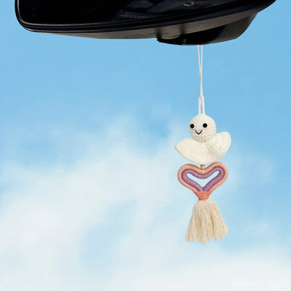 Swinging, Cute, Creative, Good Luck, Tassel, Smiling Face Doll Car Rearview Mirror Hanging Adornment, Cute And Interesting Car Interior Accessories