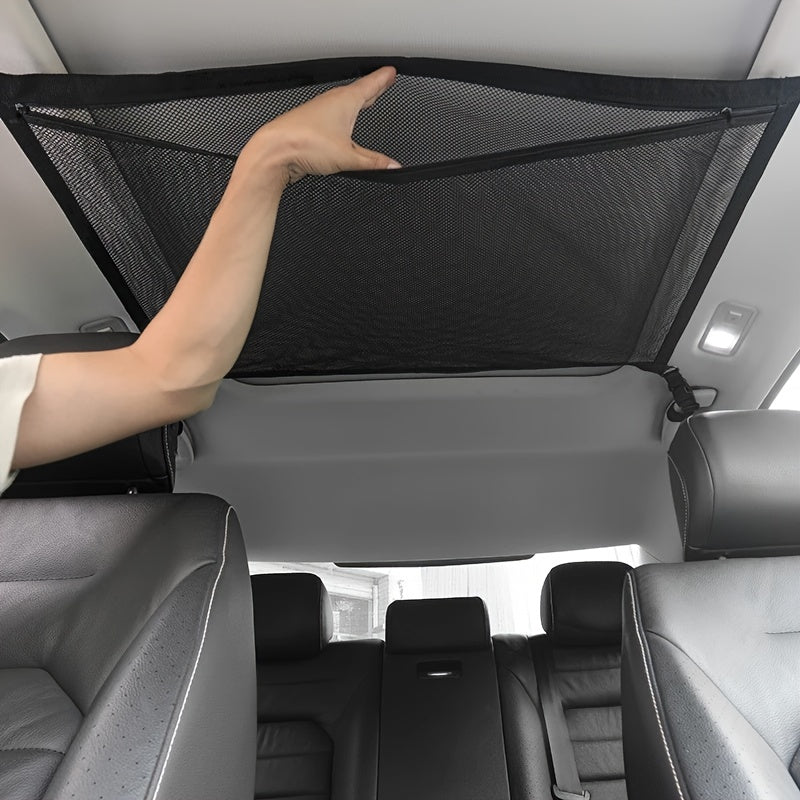 Filet de rangement pour plafond de voiture SUV, sac de toit de voiture, filet de chargement intérieur, sac en maille respirant, rangement automatique, accessoires d'intérieur 