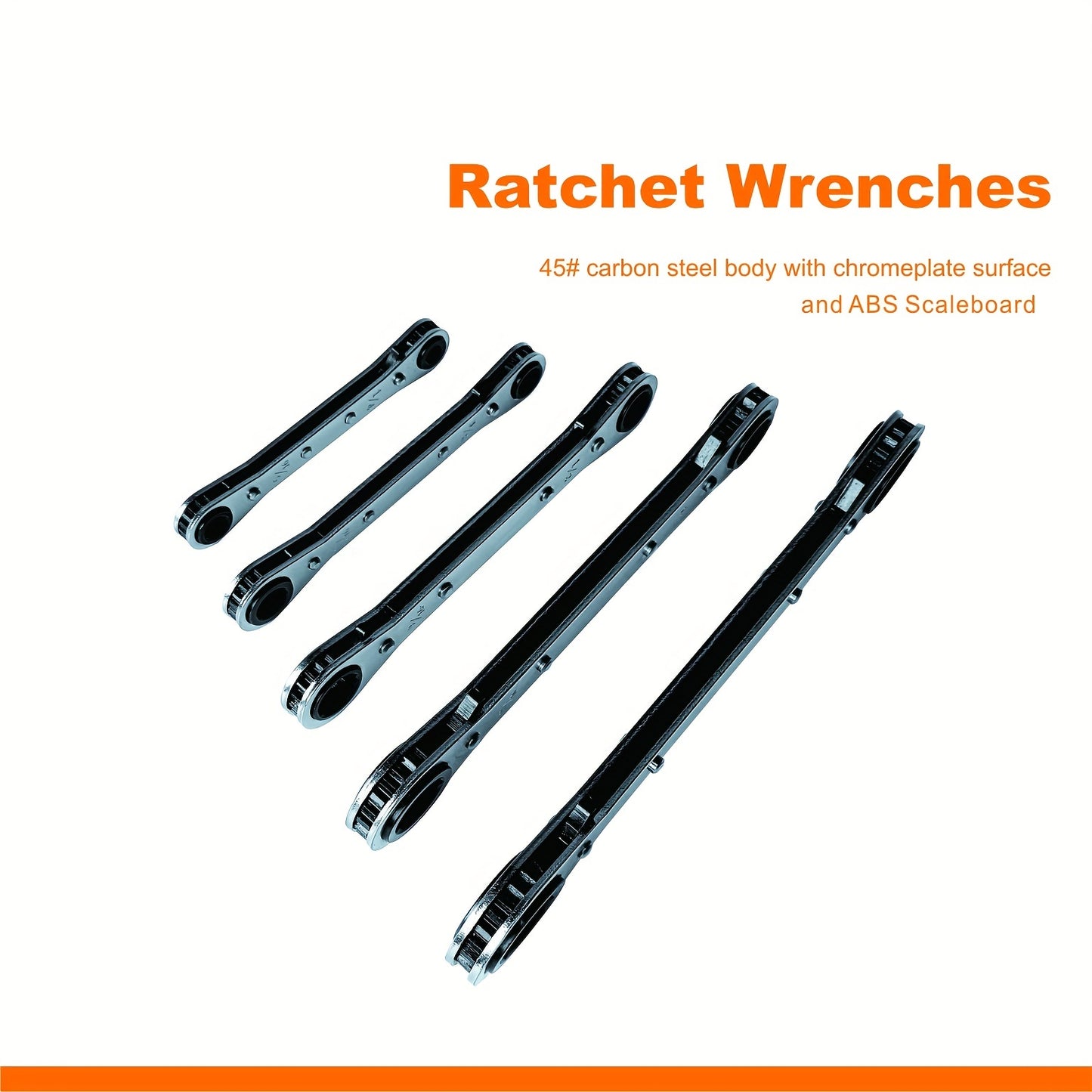 5-Piece Ratchet Wrench Set - Quick & Easy Auto Repair Tool for Double-Ended Ratchet Inch Size