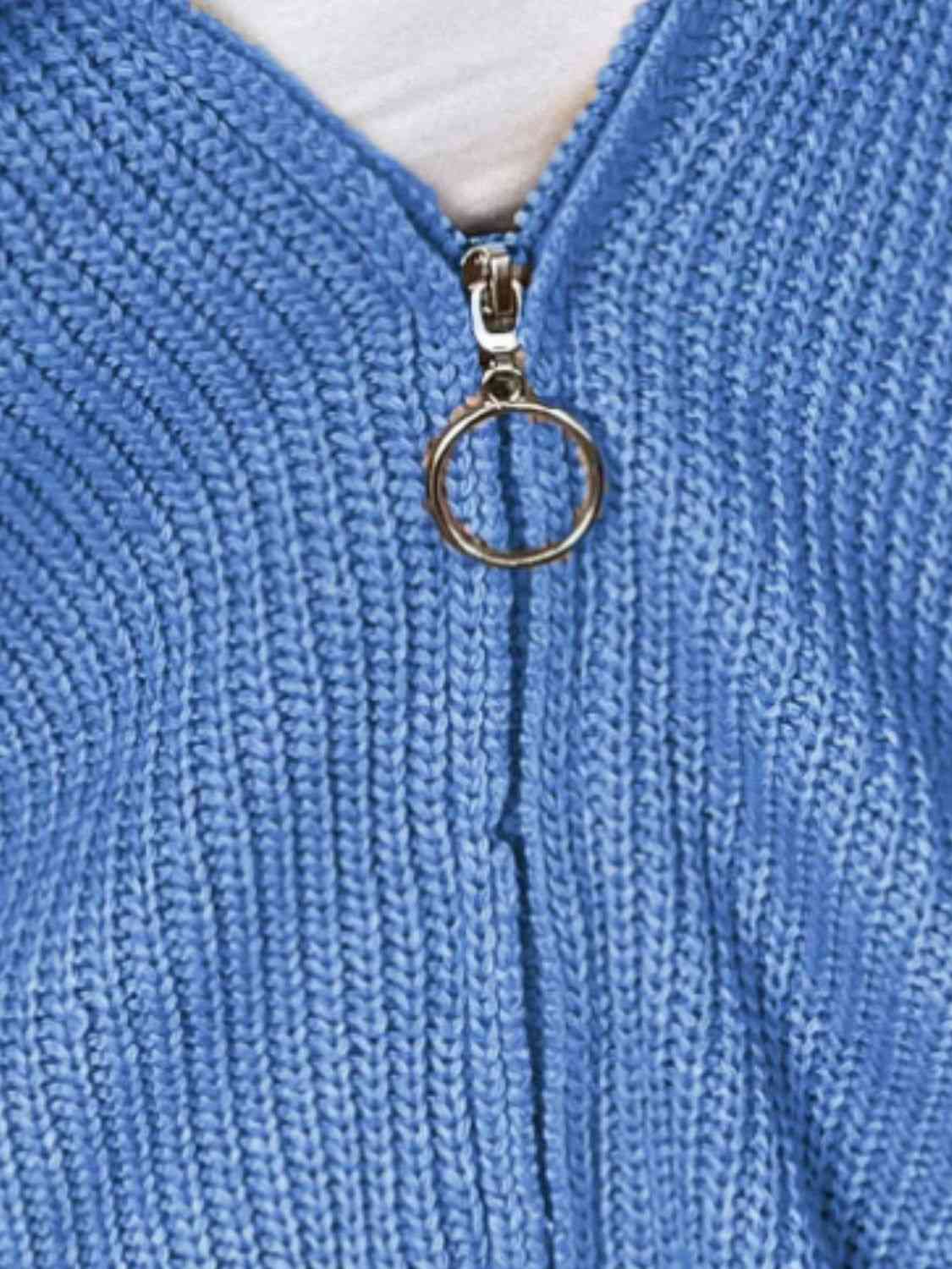 Cardigan à capuche zippé avec cordon de serrage