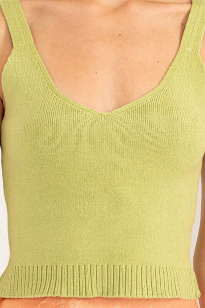 HYFVE Slit Ribbed Tank in Pale Olive