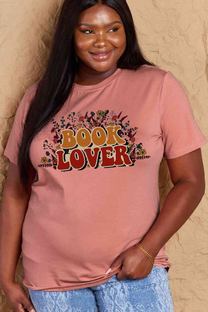 Simply Love T-shirt en coton graphique pleine taille BOOK LOVER