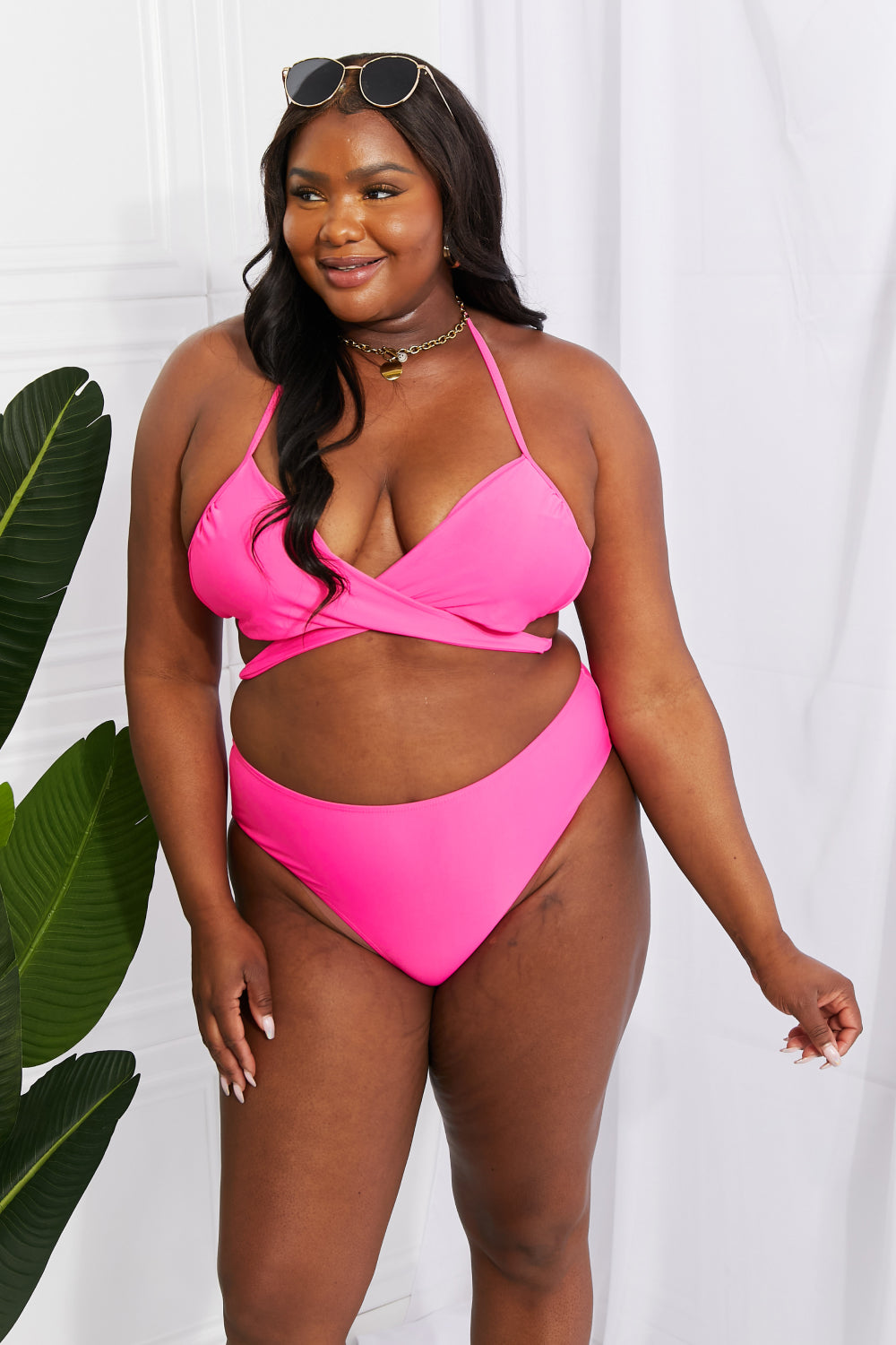 Marina West Swim Summer Splash - Ensemble de bikini dos nu en rose