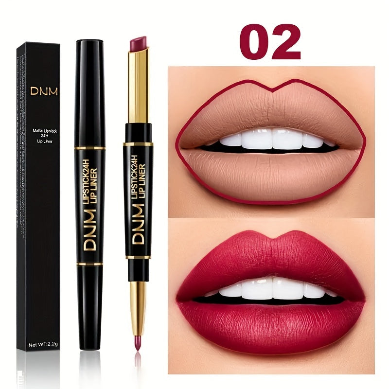 24 All Day 3 Pcs Lip Liner And Lipstick Set, Matte Lipstick With Lip Liner 2 In 1, Dark Red Lipstick Matte Kit With Lip Liner, Valentine's Day Gifts For Women