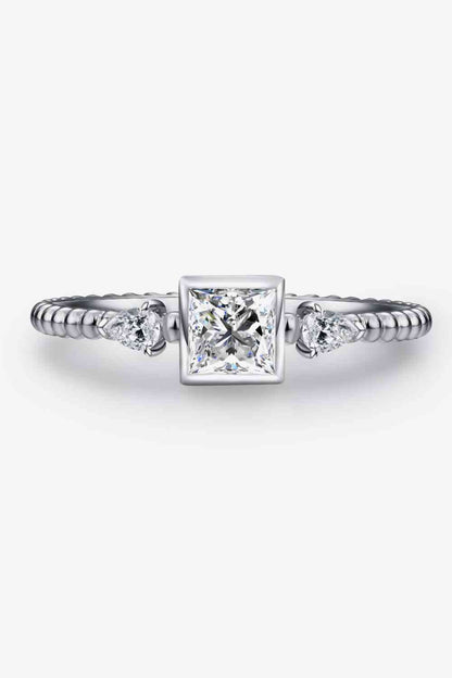 Bague en argent sterling 925 de forme carrée Moissanite