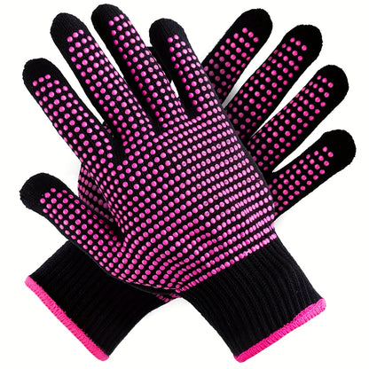 2pc Set Professional Heat-Resistant Gloves with Silicone Collision - Perfect for Hair Styling, Curling Iron, and Direct Heating Air Brush - Universal Size