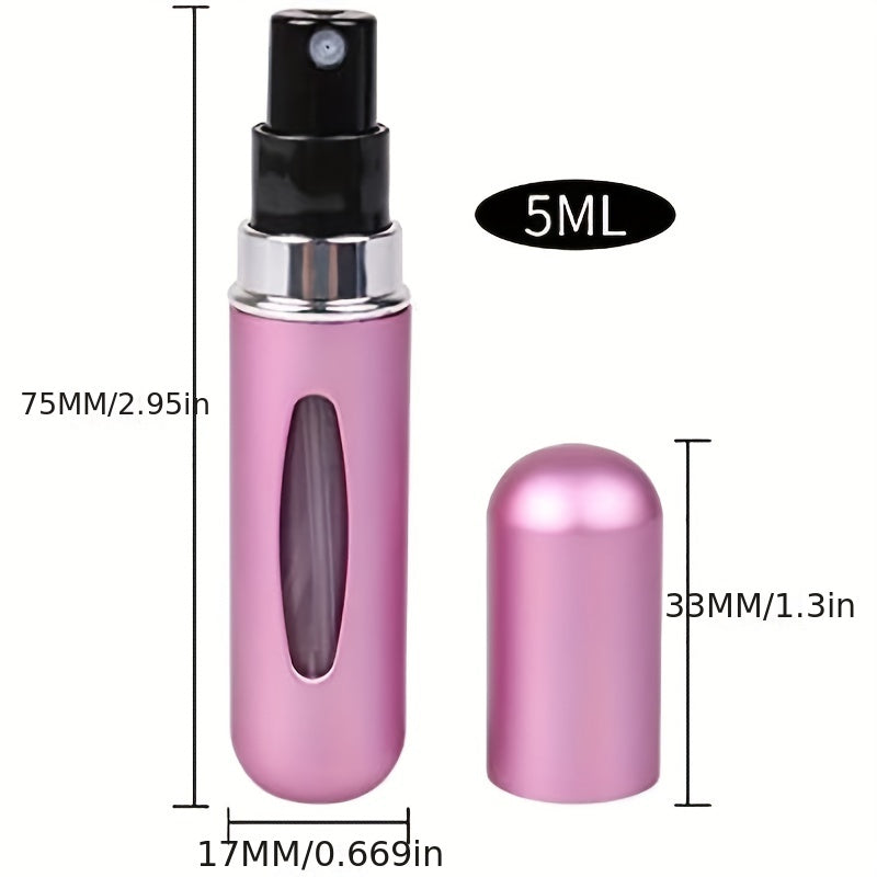 5pcs Portable Perfume Spray Bottle - Refillable Atomizer Container with Bottom Filling Port - Travel-Friendly Scent Pump Case - 5ml Fragrance Empty Spray Bottle for Outgoing and Traveling