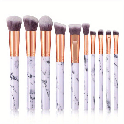 10 Pcs Marble Makeup Brushes