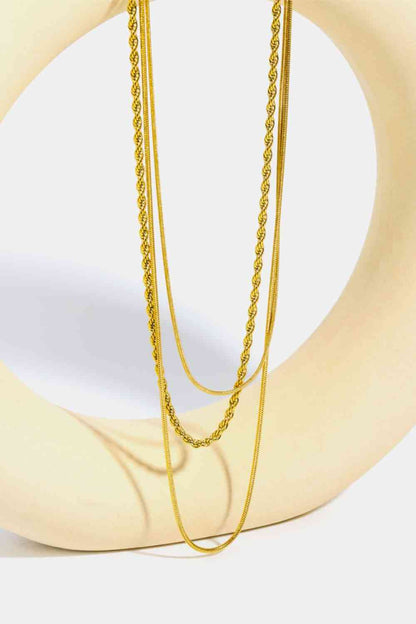 Stainless Steel 18K Gold-Plated Triple Layer Necklace