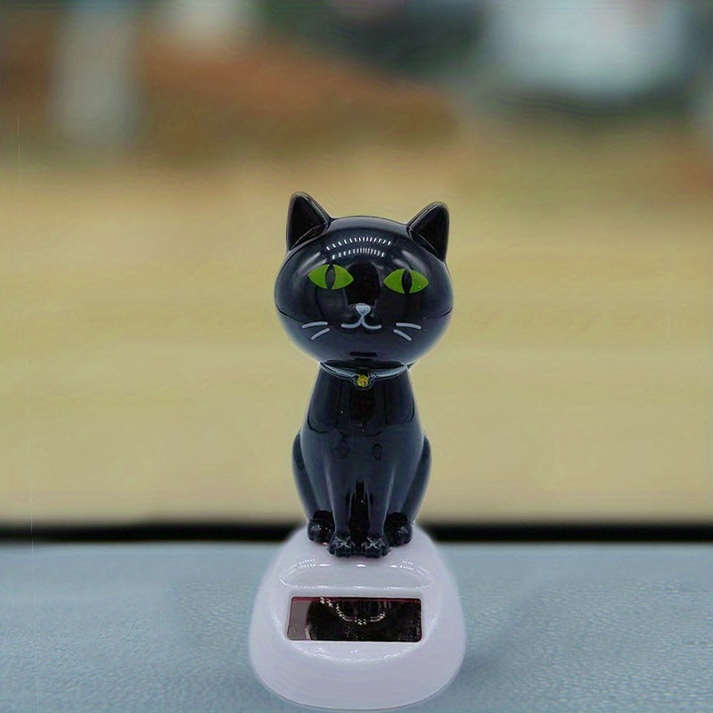 Poupée chat à tête tremblante à énergie solaire, 1 pièce, décoration de voiture, accessoire automobile d'intérieur créatif pour femmes 