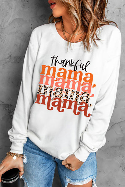 THANKFUL MAMA Sweat-shirt graphique à épaules tombantes et col rond