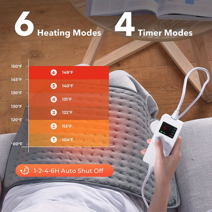 6 Adjustable Temperatures & Timing: Washable Heated Blanket with Digital Display & Overheat Protection - Perfect Electric Neck & Shoulder Heater Heating Pad!