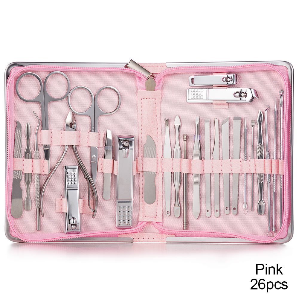 26 pcs Stainless Steel Nail Clippers and Cuticle Nipper Set - Professional Manicure and Pedicure Tools for Perfect Nail Care