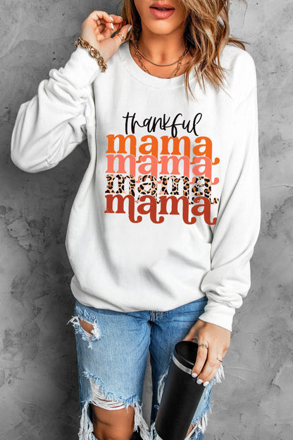 THANKFUL MAMA Sweat-shirt graphique à épaules tombantes et col rond