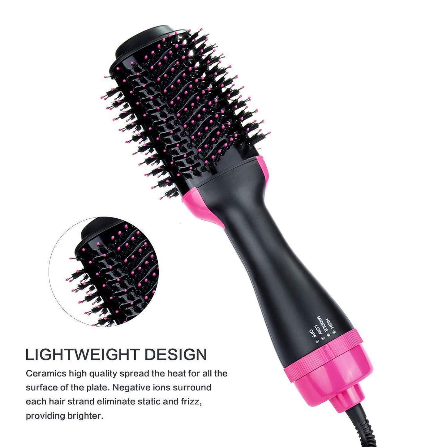 4-in-1 Hair Styling Tool: Hair Dryer Brush, Ceramic Oval Barrel, Volumizer & Straightener - Perfect for All Hair Types!