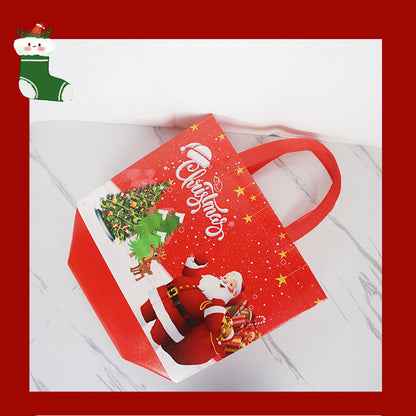 3pcs Christmas Gift Bag, Christmas Tote, Medium Festive Gift Bag With Handle, Reusable Non Woven Shopping Bag For Christmas Party, New Year Shopping 12.5"×9.8"×5.9"