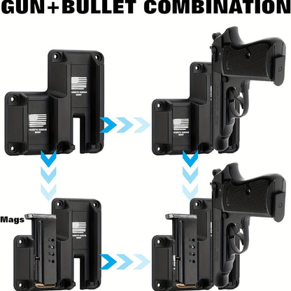 45 Lbs Rated Gun Magnet Mount & Holster: Quick Draw & Secure Storage for Home, Office, Car