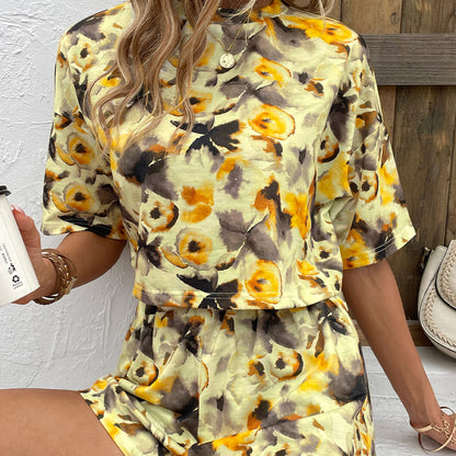 Printed Half Sleeve Top and Shorts Set