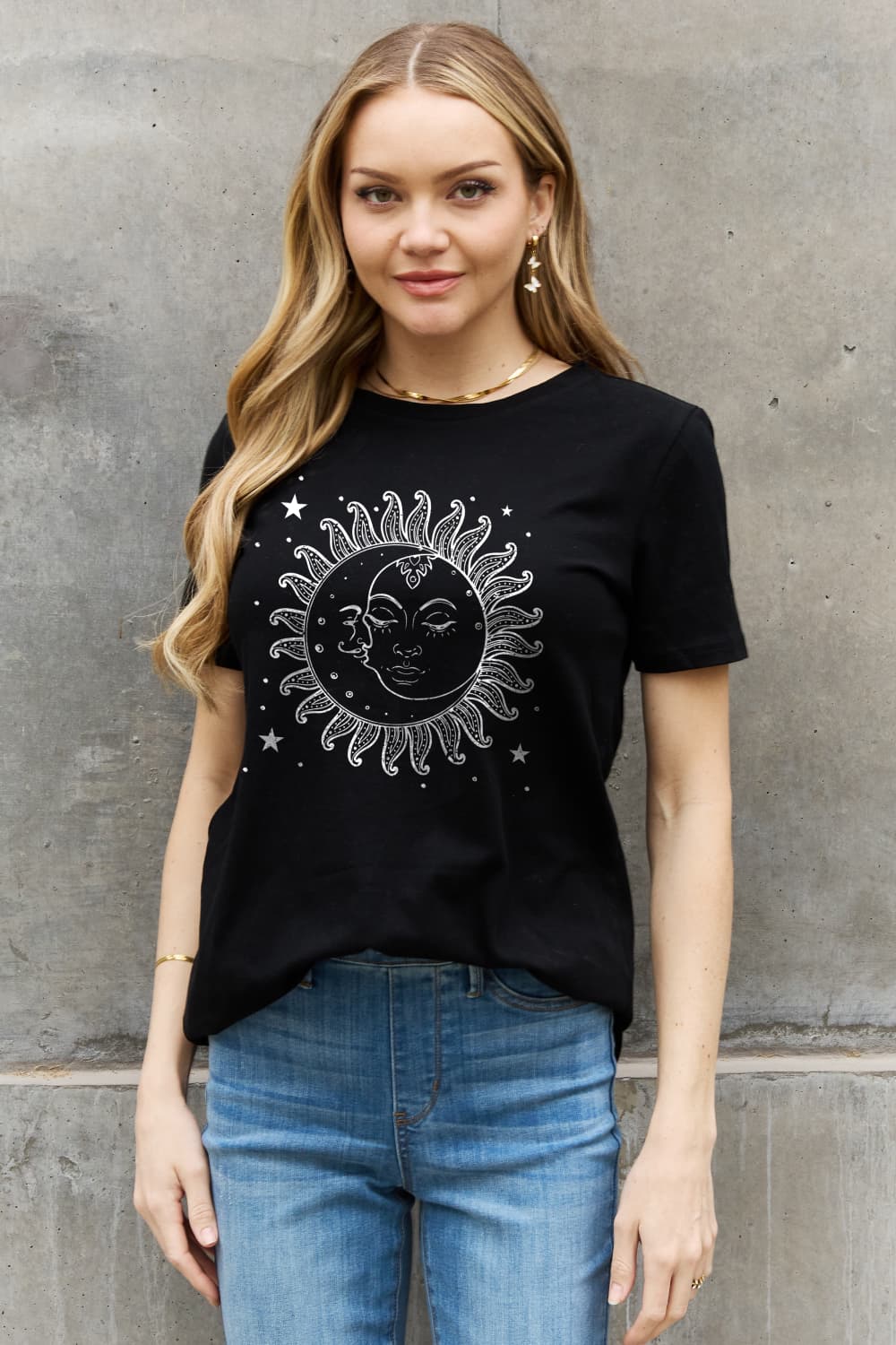 Simply Love Sun and Star Graphic Cotton Tee