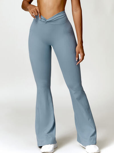 Twisted High Waist Active Pants with Pockets