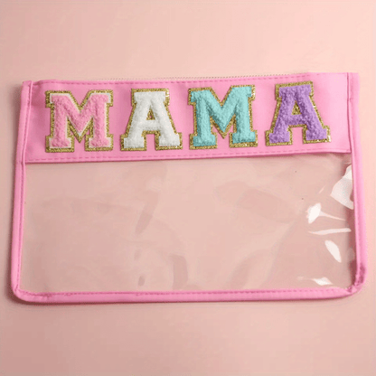 Waterproof PVC Zipper Toiletry Bag Transparent Chenille Letter Makeup Organizer Multipurpose Nylon Clear Travel Pouch Makeup Brush Bag For Women