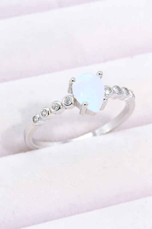 Bague en pierre de lune naturelle en forme de larme