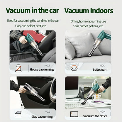 Wireless Portable Hand-held Car Vacuum - Super Suction, High-Power, Quality Assured Mini-Vacuum for Indoor & Outdoor Use