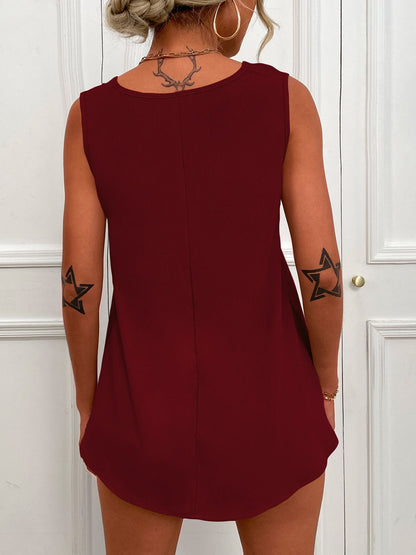 V-Neck Curved Hem Tunic Tank