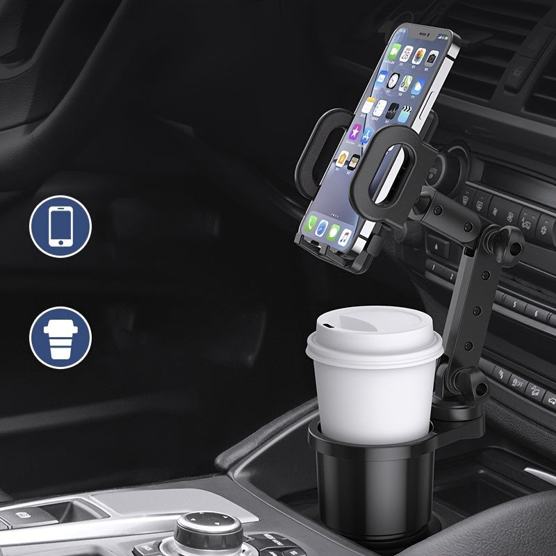 2-in-1 Universal Car Cup Holder & Phone Mount - Expandable Drink Cup Holder & Phone Stand - Multifunctional Car Accessaries