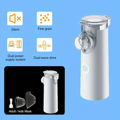 1pc Portable Nebulizer: Personal Inhaler for Kids & Adults - Vibrating Mesh Nebulizer for Travel, Humidifier & Moisturizer