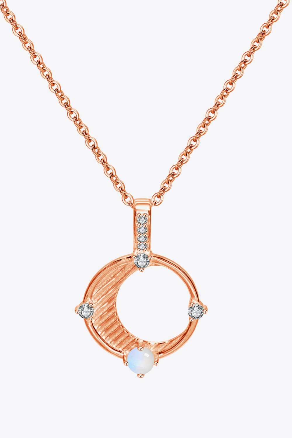 Collier pendentif incrusté de zircon et de pierre de lune naturelle