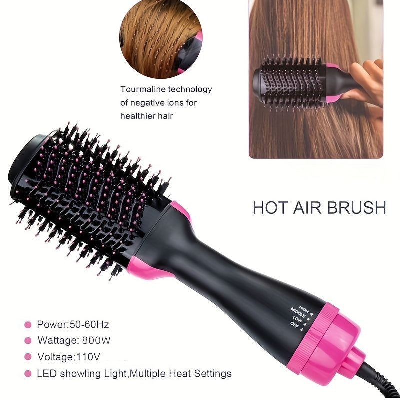 4-in-1 Hair Styling Tool: Hair Dryer Brush, Ceramic Oval Barrel, Volumizer & Straightener - Perfect for All Hair Types!