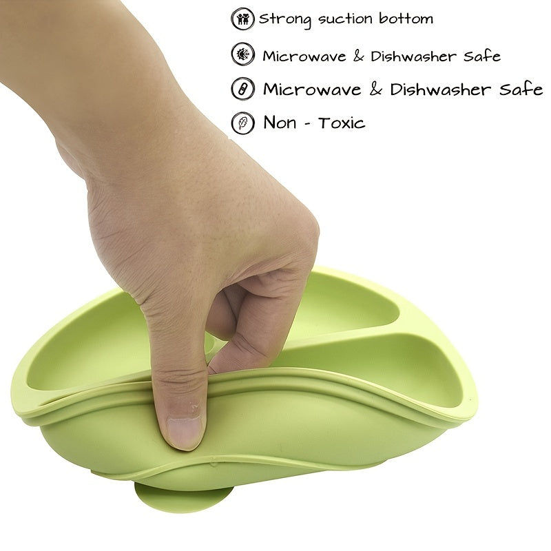 Suction Plates For Babies & Toddlers,100% Silicone Plates Stay Put With Suction Feature, Divided Design, Microwave & Dishwasher Safe