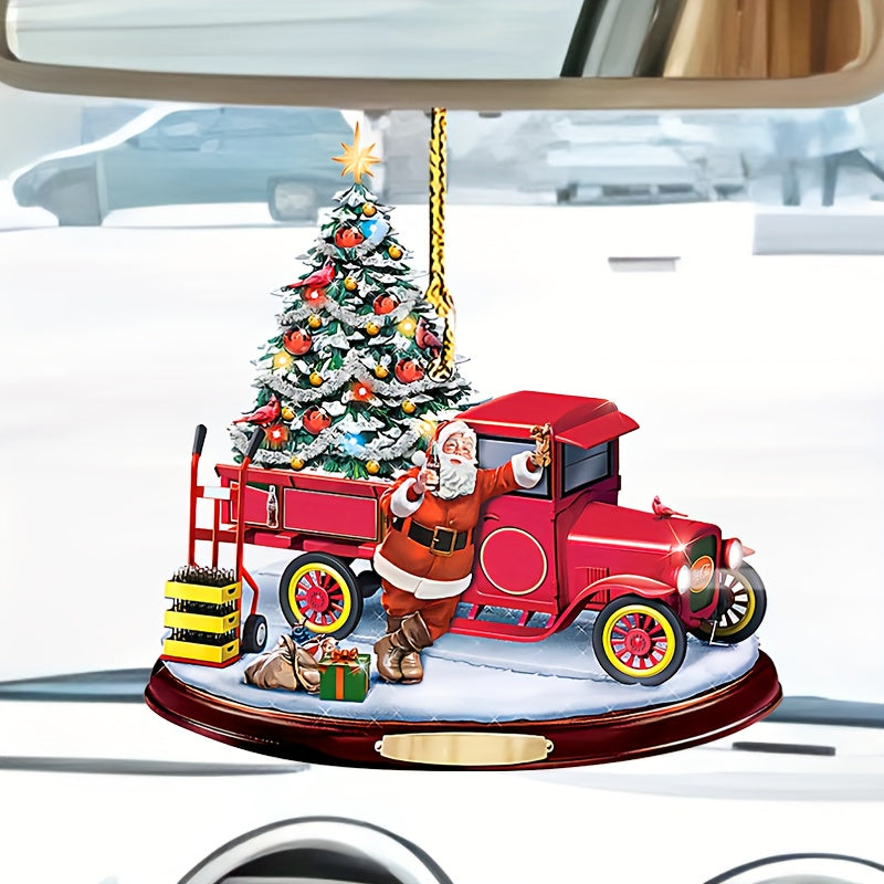 1pc Christmas Bus Pendant - Add a Festive Touch to Your Car or Home Decor!