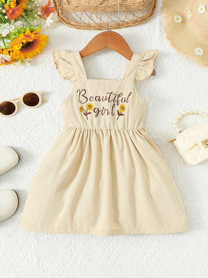 BEAUTIFUL GIRL Embroidered Graphic Square Neck Dress