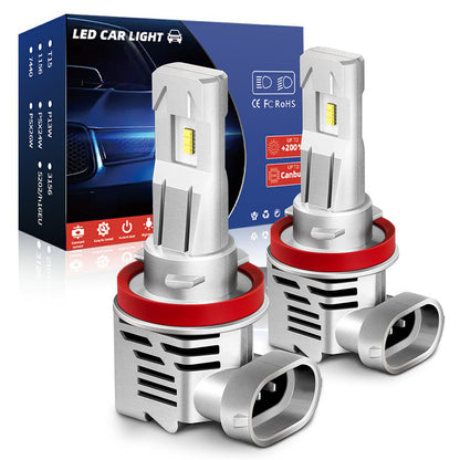 6500K Cool White LED Headlight Bulbs - 12000lm Lumens - Wireless H8 H9 Fog Hight/Low Beam Headlamp - Mini Size