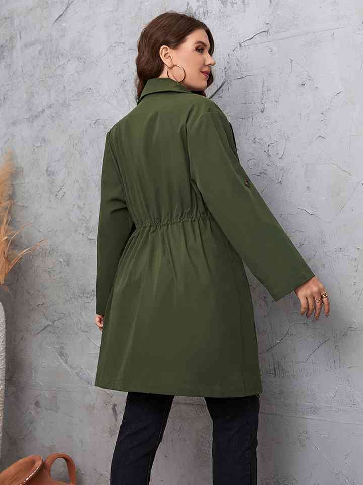 Trench-Coat à Col Revers et Manches Roulées de Grande Taille