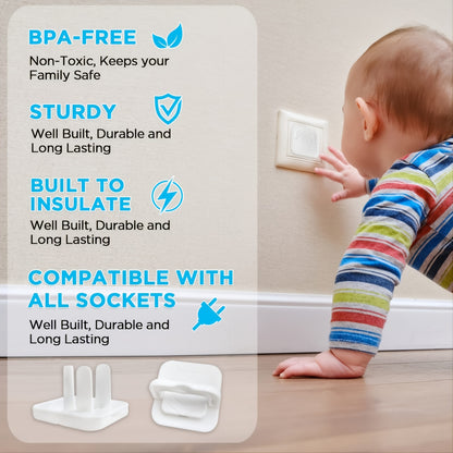 10pcs Baby Proof Outlet Covers - Keep Your Little Ones Safe with Hidden Handle & Square Socket Covers!