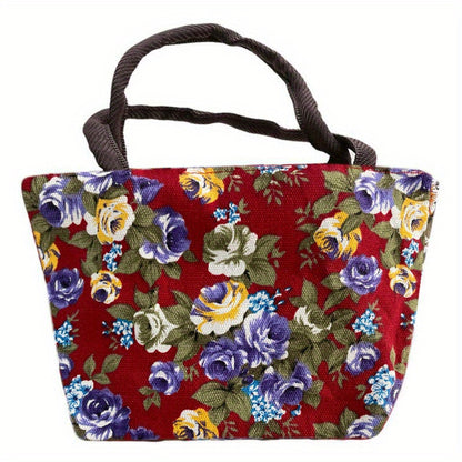 Stylish Mini Floral Print Canvas Handbag - Perfect Shoulder Bag for Women on the Go