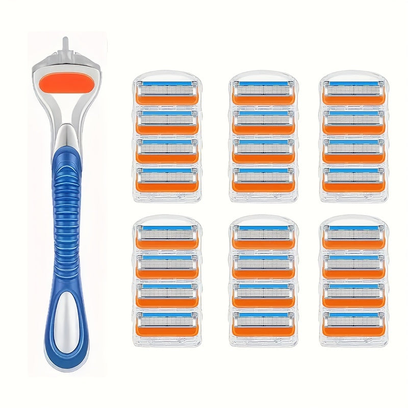 5-Layer Blade Set for Men: Get Smooth, Silky Skin with Our Shaving Razor & Holder for Face, Leg, Arm, Armpit Hair Removal!