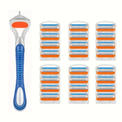 5-Layer Blade Set for Men: Get Smooth, Silky Skin with Our Shaving Razor & Holder for Face, Leg, Arm, Armpit Hair Removal!